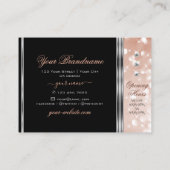 Luxe Silver Roos Gold Glitter Diamonds Zwart Visitekaartje (Achterkant)