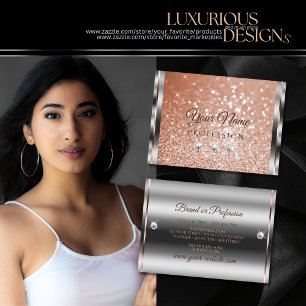 Luxe Silver Roos Gold Sparkle Glitter Diamonds Visitekaartje