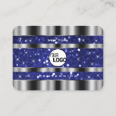 Luxe Silver Royal Blue Sparkle Glitter toevoegen L Visitekaartje (Voorkant)