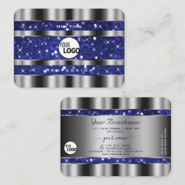 Luxe Silver Royal Blue Sparkle Glitter toevoegen L Visitekaartje