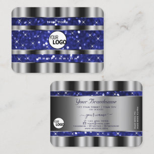 Luxe Silver Royal Blue Sparkle Glitter toevoegen L Visitekaartje