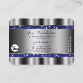 Luxe Silver Royal Blue Sparkle Glitter toevoegen L Visitekaartje (Achterkant)