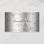 Luxe Silver Shimmer Gold  Corners Initialen Visitekaartje (Voorkant)
