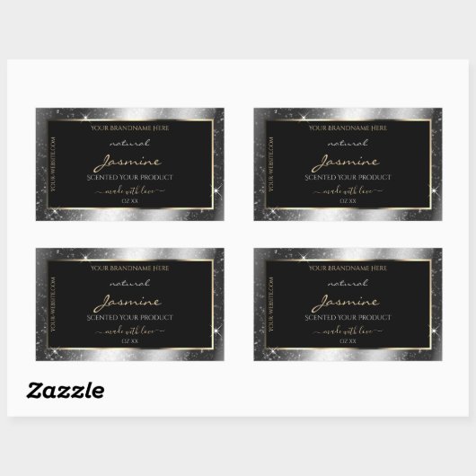 Luxe Silver Sparkle Glitter Lijst Productlabel Rechthoekige Sticker (Vel)
