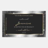Luxe Silver Sparkle Glitter Lijst Productlabel Rechthoekige Sticker (Voorkant)