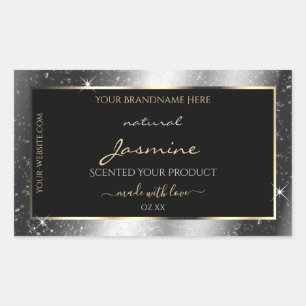 Luxe Silver Sparkle Glitter Lijst Productlabel Rechthoekige Sticker