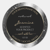 Luxe Silver Sparkle Glitter Lijst Productlabel Ronde Sticker (Voorkant)