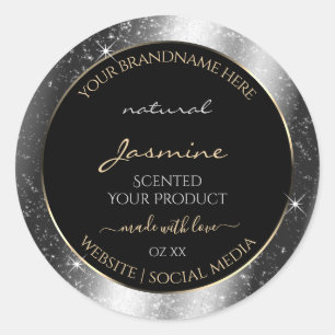 Luxe Silver Sparkle Glitter Lijst Productlabel Ronde Sticker