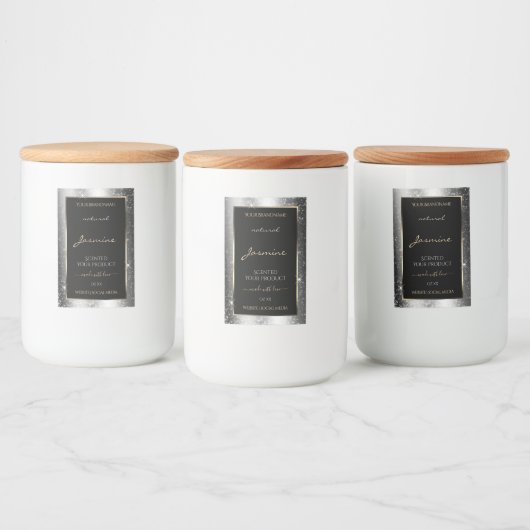 Luxe Silver Sparkle Glitter Lijst Productlabel Voedselcontainer Etiket (Flessen)