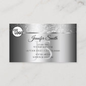 Luxe Silver Sparkle Glitter Stars Logo Initiaal Visitekaartje (Achterkant)
