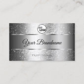 Luxe Silver Sparkle Glitter Stars Logo Initiaal Visitekaartje (Voorkant)