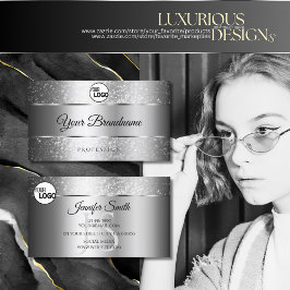 Luxe Silver Sparkle Glitter Stars Logo Initiaal Visitekaartje