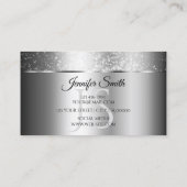 Luxe Silver Sparkle Glitter Sterren en Initialen Visitekaartje (Achterkant)