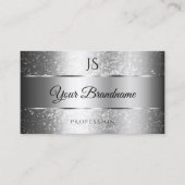 Luxe Silver Sparkle Glitter Sterren en Initialen Visitekaartje (Voorkant)