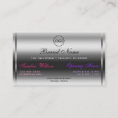 Luxe Silver Sparkle Pink Paarse Glitter en Logo Visitekaartje (Achterkant)