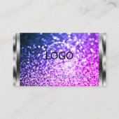 Luxe Silver Sparkle Pink Paarse Glitter en Logo Visitekaartje (Voorkant)