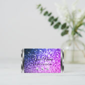 Luxe Silver Sparkle Roze Paarse Glitter Diamonds Visitekaartje (Staand voorkant)
