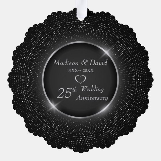 Luxe Silver Sparkling Lijst Bruiloft Jubileum Ornament Kaart (Achterkant)