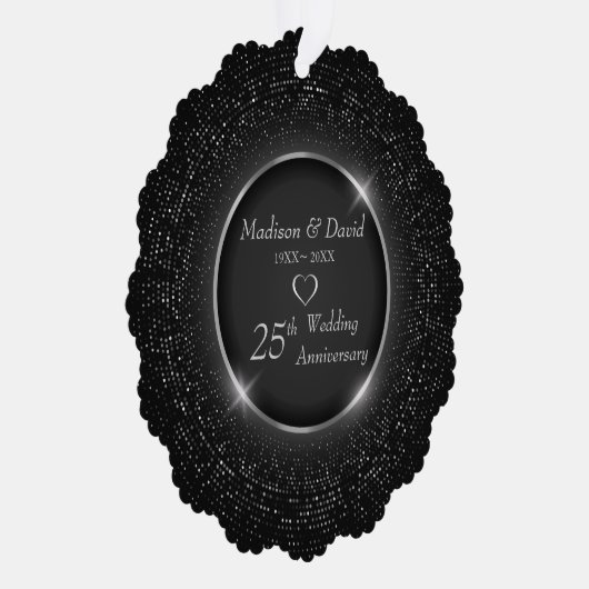 Luxe Silver Sparkling Lijst Bruiloft Jubileum Ornament Kaart (Rechts)