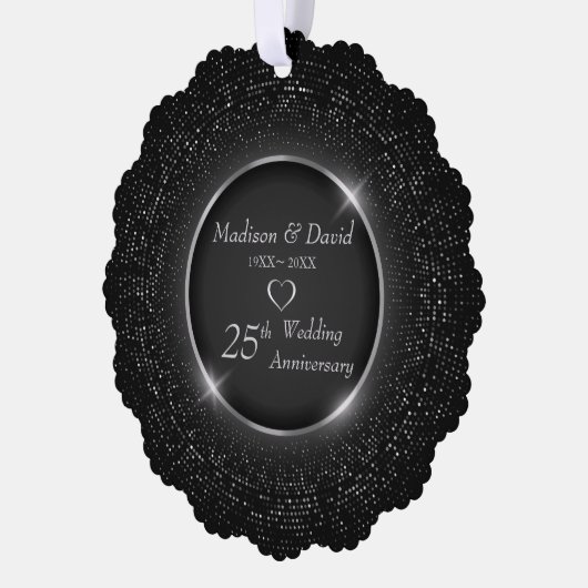 Luxe Silver Sparkling Lijst Bruiloft Jubileum Ornament Kaart (Links)