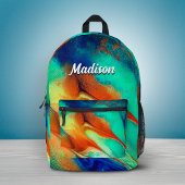 Luxe sinaasappel aqua faux gouden glitter marmer k bedrukte rugzak