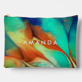 Luxe sinaasappel aqua faux gouden glitter marmer k etui (Voorkant)