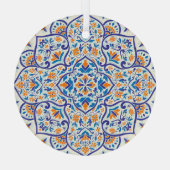 Luxe Sinaasappel Blauw Ornament Patroon (Achterkant)