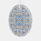 Luxe Sinaasappel Blauw Ornament Patroon (Voorkant links)