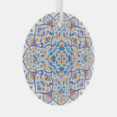 Luxe Sinaasappel Blauw Ornament Patroon (Voorkant Rechts)