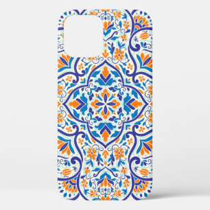 Luxe Sinaasappel Blauw Ornament Patroon Case-Mate iPhone Case