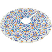 Luxe Sinaasappel Blauw Ornament Patroon Kerstboom Rok (Gekanteld)