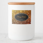 Luxe Sinaasappel Glitter Glam Lichtgevende Sterren Voedselcontainer Etiket (Voorkant)