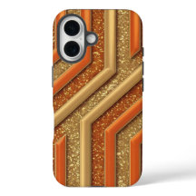 Luxe Sinaasappel Glitter Gouden Glitter iPhone 16