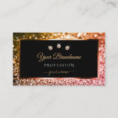 Luxe Sinaasappel Roze Ombre Glitter Zwart met Juwe Visitekaartje (Voorkant)