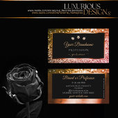 Luxe Sinaasappel Roze Ombre Glitter Zwart met Juwe Visitekaartje