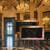 Luxe Sinaasappel Roze Ombre Glitter Zwart Monogram Visitekaartje