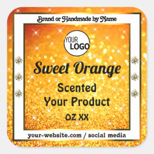 Luxe Sinaasappel Sparkle Glitter Product Labels Lo