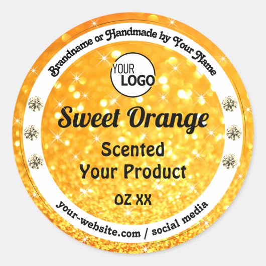 Luxe Sinaasappel Sparkle Glitter Product Labels Lo (Voorkant)