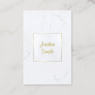 Luxe Sjabloon Elegant White Marble Gold Script Visitekaartje