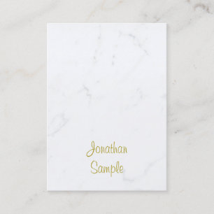 Luxe Sjabloon modern wit marmer Gold-script Visitekaartje