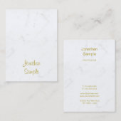 Luxe Sjabloon modern wit marmer Gold-script Visitekaartje (Voorkant / Achterkant)