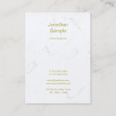 Luxe Sjabloon modern wit marmer Gold-script Visitekaartje (Achterkant)