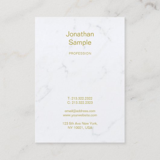 Luxe Sjabloon modern wit marmer Gold-script Visitekaartje (Achterkant)