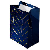 Luxe Slank en Sophisticated Navy Blauw & Goud Medium Cadeauzakje (Voorkant Gekanteld)