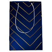 Luxe Slank en Sophisticated Navy Blauw & Goud Medium Cadeauzakje (Voorkant)