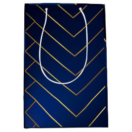 Luxe Slank en Sophisticated Navy Blauw & Goud Medium Cadeauzakje