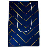 Luxe Slank en Sophisticated Navy Blauw & Goud Medium Cadeauzakje (Achterkant)