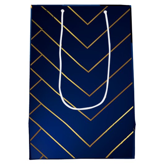 Luxe Slank en Sophisticated Navy Blauw & Goud Medium Cadeauzakje (Achterkant)