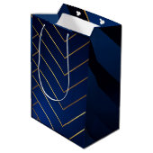 Luxe Slank en Sophisticated Navy Blauw & Goud Medium Cadeauzakje (Achterkant Gekanteld)
