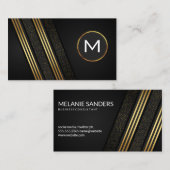 Luxe Slank Goud Zwart Gestreept met Patroon Visitekaartje (Voorkant / Achterkant)